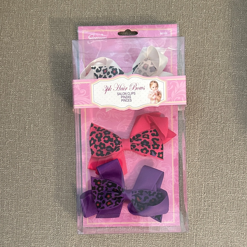 Expressions Pink and Purple Leopard Hair Bows